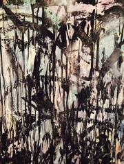 54" x 43", charcoal, latex and spray paint on wallpaper, 2015